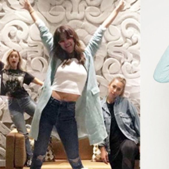 Zara light Blue Linen Cotton Coat from Zara as seen on Selena Gomez - Picture 1 of 2